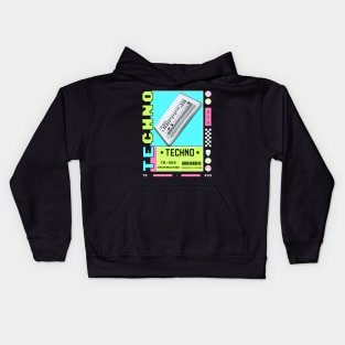 TECHNO  - TR 909 Drum Machine (white/lime/pink) Kids Hoodie